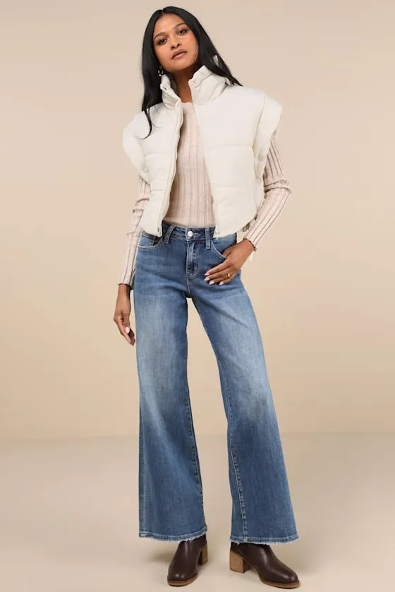 Wintertime Crush Ivory Quilted Cropped Side-Tie Puffer Vest sold by Lulus product image thumbnail 3