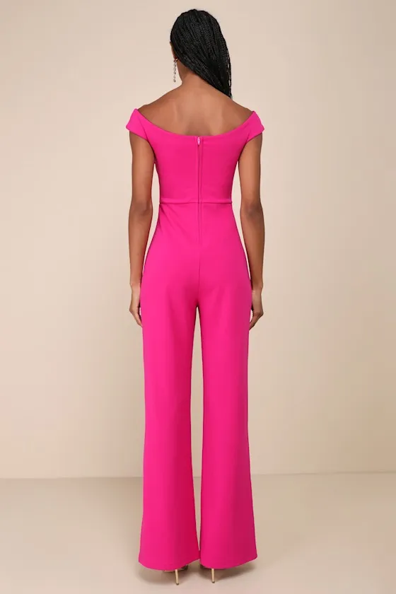 Stunning Existence Magenta Off-the-Shoulder Knot-Front Jumpsuit sold by Lulus product image thumbnail 2