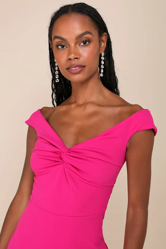 Stunning Existence Magenta Off-the-Shoulder Knot-Front Jumpsuit sold by Lulus product image thumbnail 3