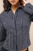 Stylish Choice Navy and White Striped Bustier Button-Up Top sold by Lulus