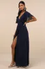 Convincing Grace Navy Blue Flutter Sleeve Wrap Maxi Dress sold by Lulus