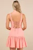 Adorable Concept Peach Lace-Up Backless Drop Waist Mini Dress sold by Lulus