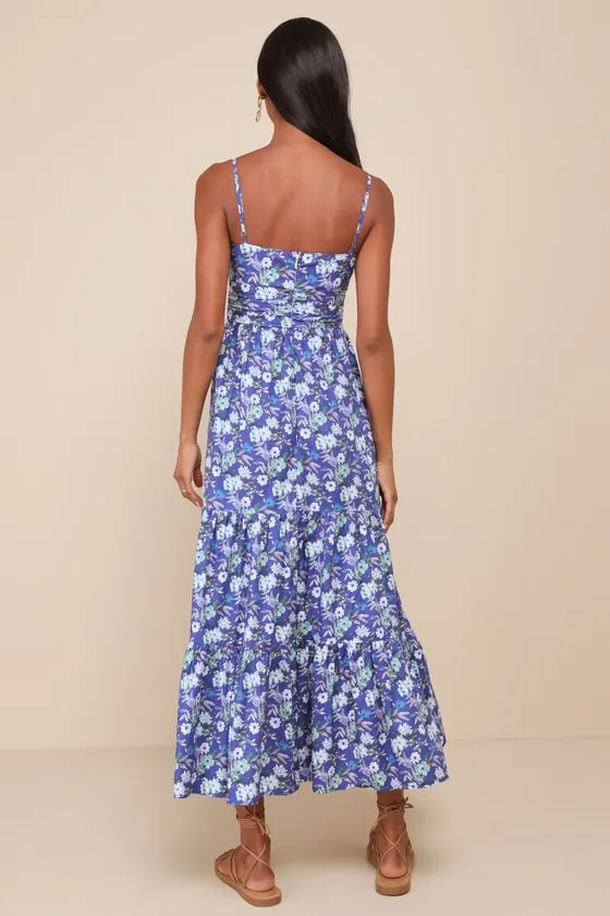 Summer Design Blue Floral Cutout O-Ring Tiered Maxi Dress sold by Lulus product image thumbnail 2