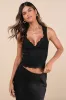 Flirtatious Statement Black Lace Back Cutout Tank Top sold by Lulus