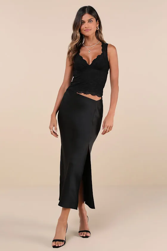Flirtatious Statement Black Lace Back Cutout Tank Top sold by Lulus product image thumbnail 4