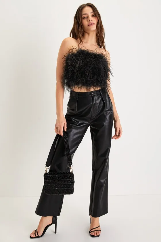 VIP Attitude Black Feather Strapless Crop Top sold by Lulus product image thumbnail 2