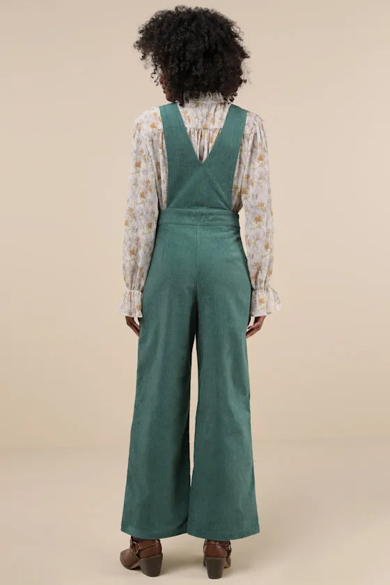 Autumn Energy Green Corduroy Wide-Leg Overall Jumpsuit sold by Lulus product image thumbnail 2