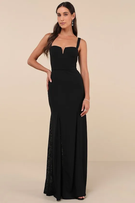 Flawless Concept Black Sleeveless Lace A-Line Maxi Dress sold by Lulus