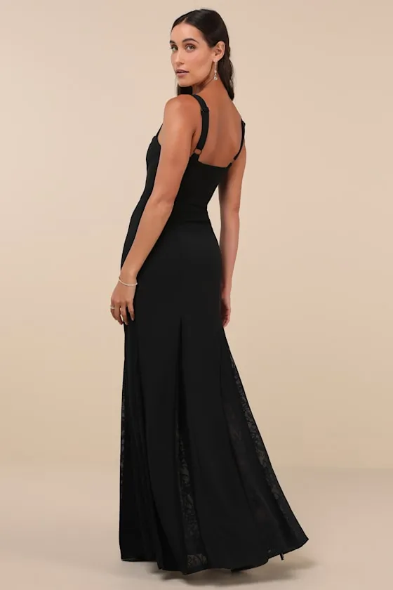 Flawless Concept Black Sleeveless Lace A-Line Maxi Dress sold by Lulus product image thumbnail 3
