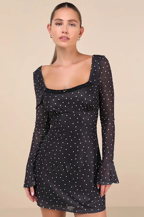 Especially Adored Black Polka Dot Long Sleeve Mini Dress sold by Lulus product image thumbnail 2