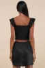 Delicate Aesthetic Black Satin Bow Mini Skirt sold by Lulus