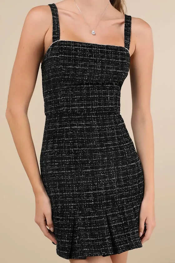Posh Picture Black Tweed Rhinestone Mini Dress sold by Lulus product image thumbnail 4