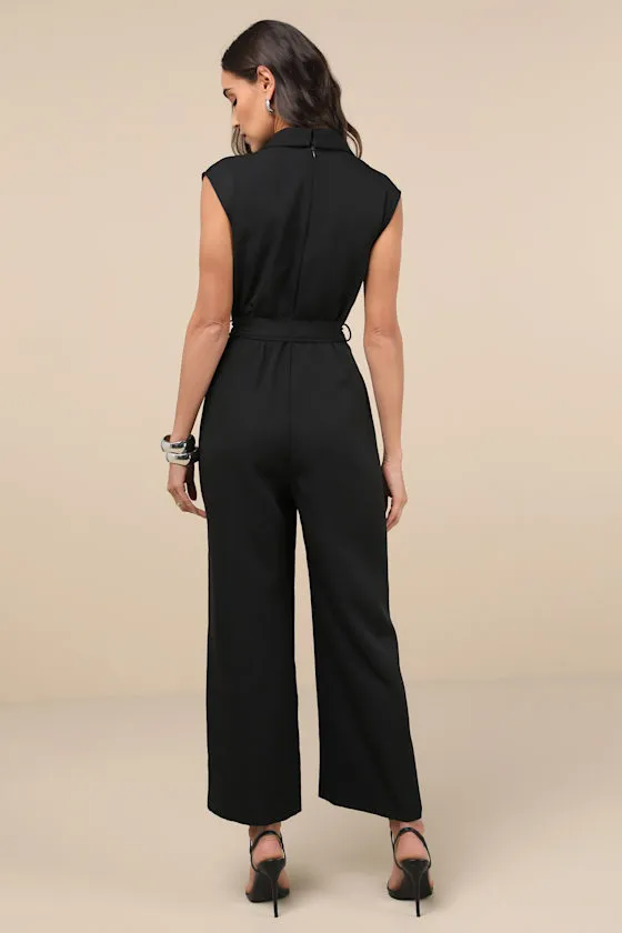 Impressive Direction Black Collared Sleeveless Wide-Leg Jumpsuit sold by Lulus product image thumbnail 2