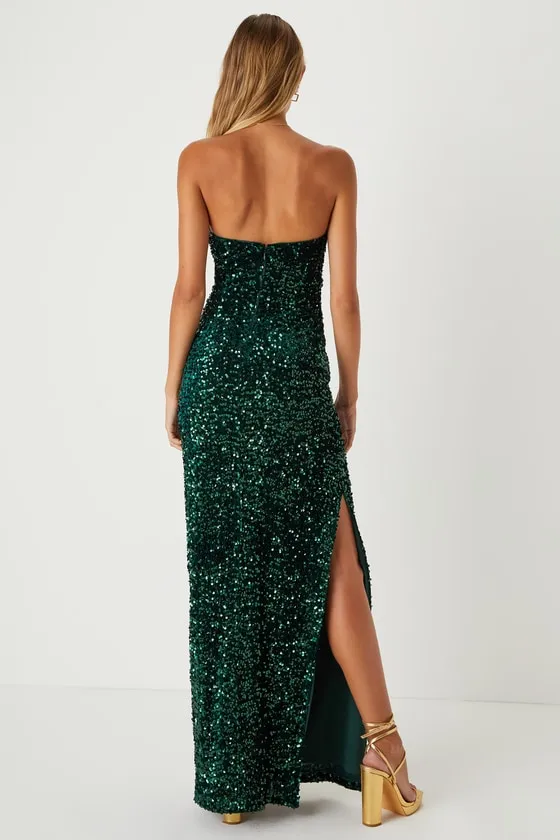 Fabulous Radiance Emerald Green Sequin Strapless Maxi Dress sold by Lulus product image thumbnail 2
