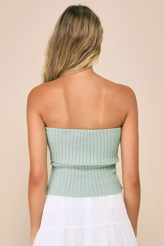 Stylish Intentions Sage Green Ribbed Strapless Top sold by Lulus product image thumbnail 3