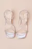 Makenna Silver Rhinestone Strappy Ankle Strap Low Heel Sandals sold by Lulus
