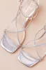 Makenna Silver Rhinestone Strappy Ankle Strap Low Heel Sandals sold by Lulus