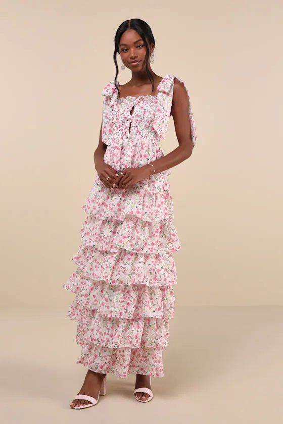 Wild Hearts Ivory Multi Floral Smocked Tie-Strap Tank Top sold by Lulus product image thumbnail 2