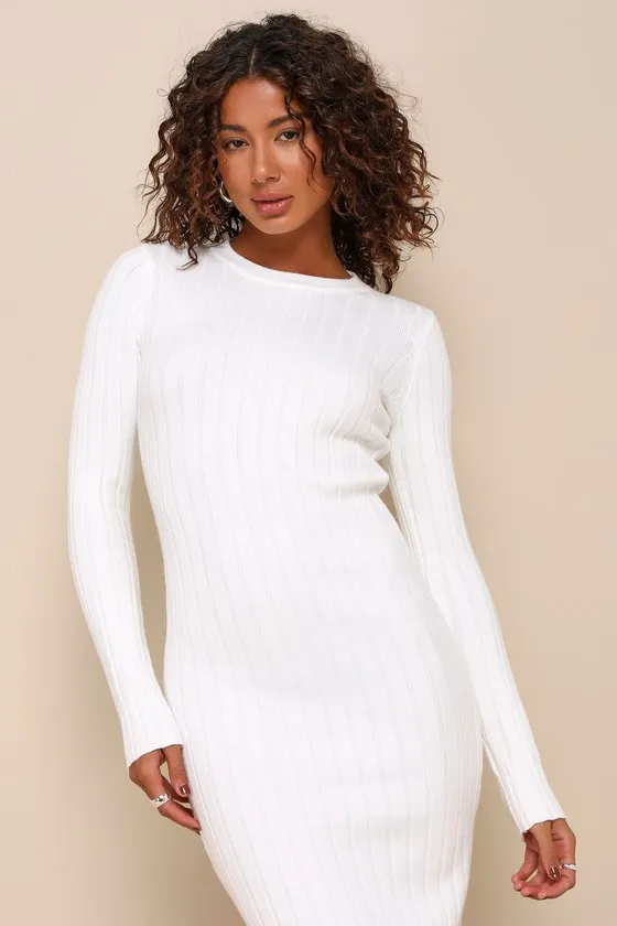 The Best Yet Ivory Ribbed Bodycon Sweater Dress sold by Lulus product image thumbnail 2