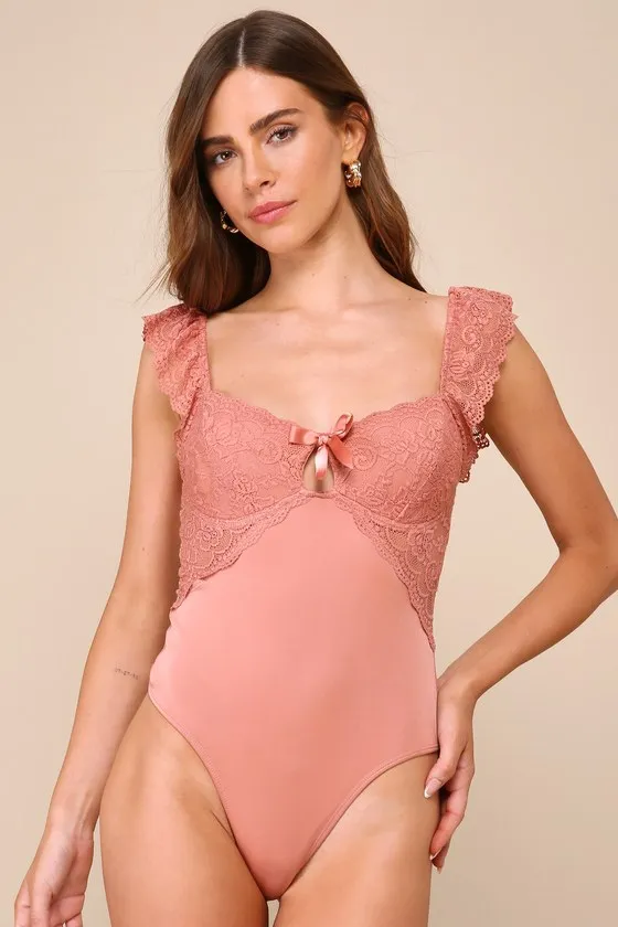 Sultry Example Rusty Rose Lace Bustier Bodysuit sold by Lulus product image thumbnail 4