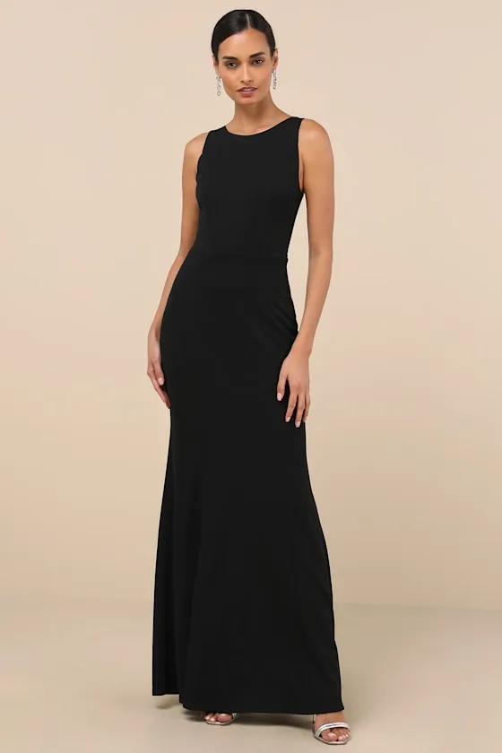 Maike Black Cowl Back Mermaid Maxi Dress sold by Lulus product image thumbnail 2