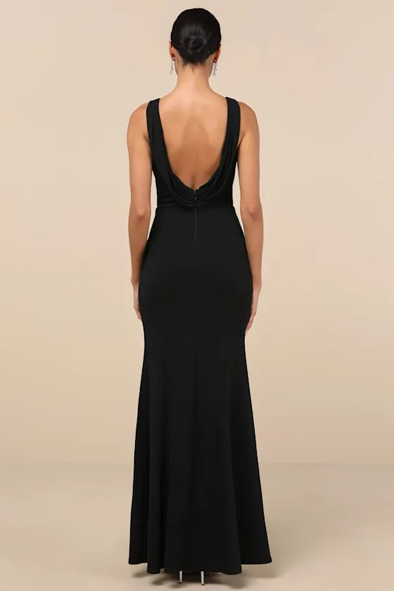 Maike Black Cowl Back Mermaid Maxi Dress sold by Lulus product image thumbnail 3