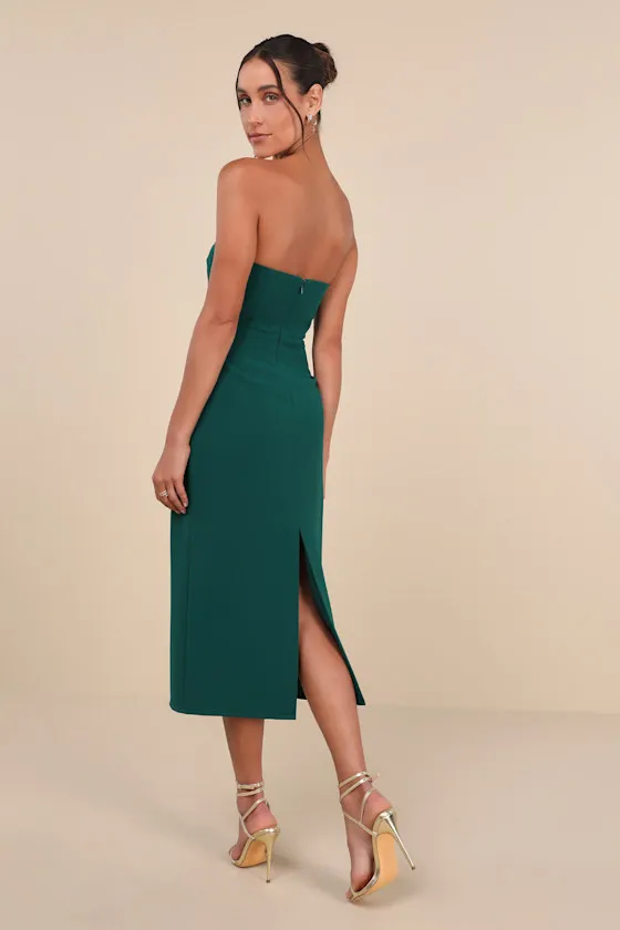 VIP Instinct Emerald Green Strapless Midi Dress sold by Lulus product image thumbnail 3