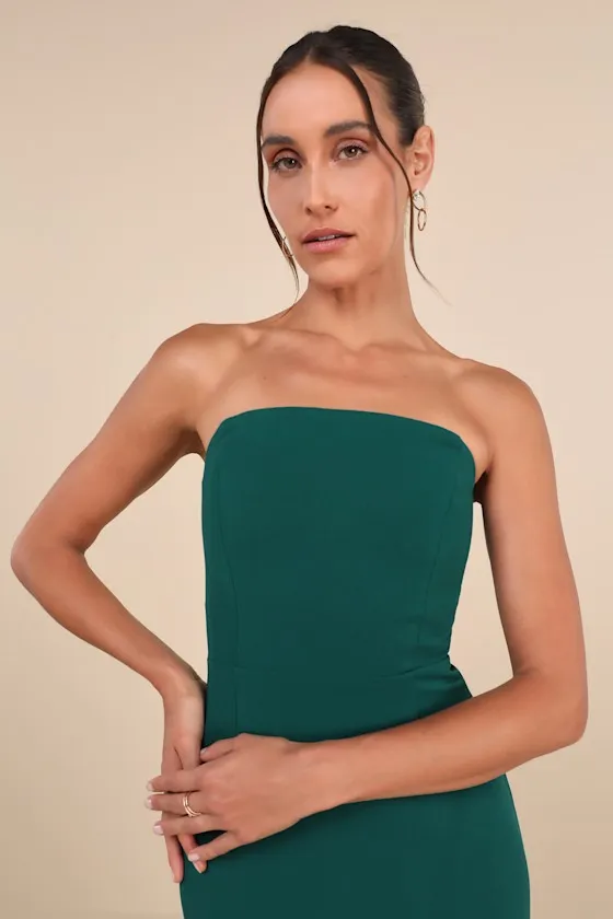 VIP Instinct Emerald Green Strapless Midi Dress sold by Lulus product image thumbnail 4