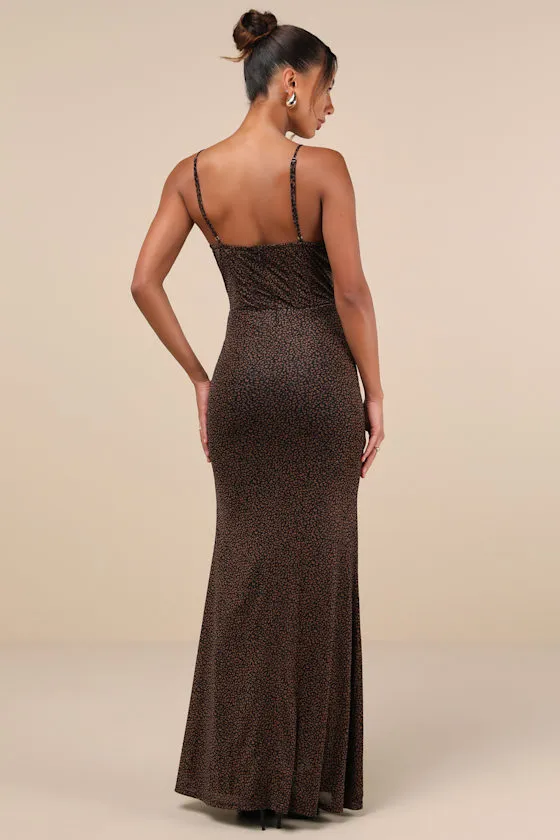 Stunning Wonder Black Leopard Mesh Bustier Mermaid Maxi Dress sold by Lulus product image thumbnail 2