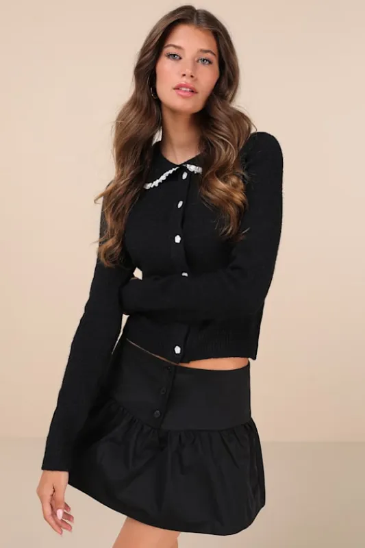 Rantifu Black Button-Front Mini Skirt sold by Lulus