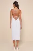 Celebratory Beauty White Mesh Embroidered Lace-Up Midi Dress sold by Lulus