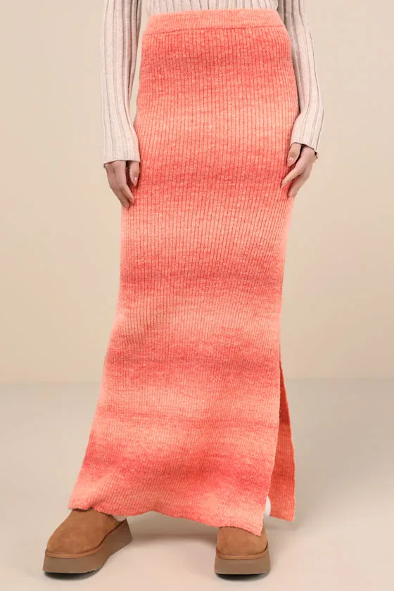 Impressively Popular Orange Ombre Knit Midi Skirt sold by Lulus product image thumbnail 2
