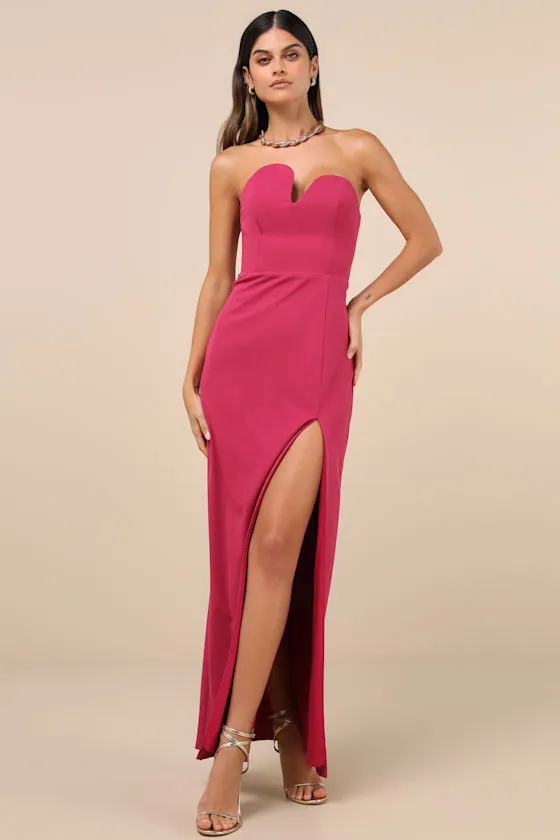 Iconic Excellence Magenta Asymmetrical Strapless Maxi Dress sold by Lulus product image thumbnail 4