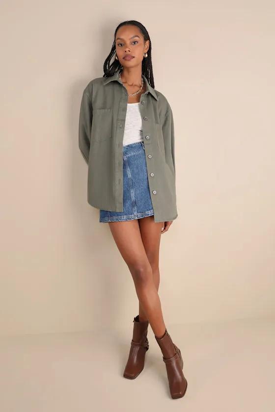 Cute Utility Olive Green Twill Shacket sold by Lulus product image thumbnail 2