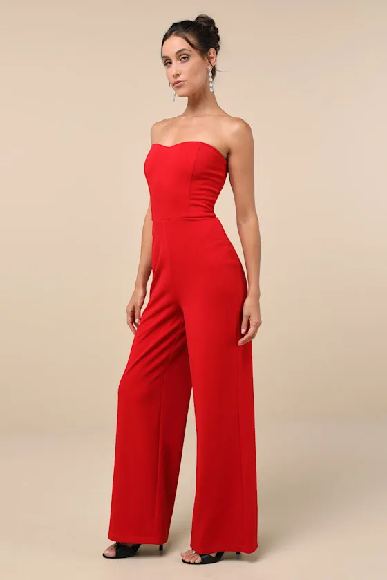 Edith Red Strapless Jumpsuit sold by Lulus product image thumbnail 2