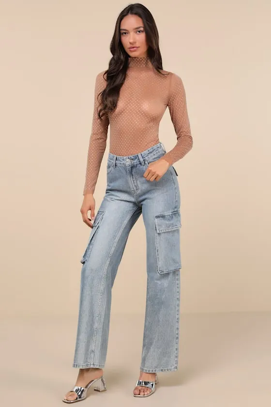 Memorable Glitter Beige Sheer Mesh Rhinestone Top sold by Lulus product image thumbnail 3