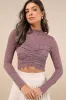 Exquisite Essential Purple Fuzzy Lace Ruched Long Sleeve Top sold by Lulus