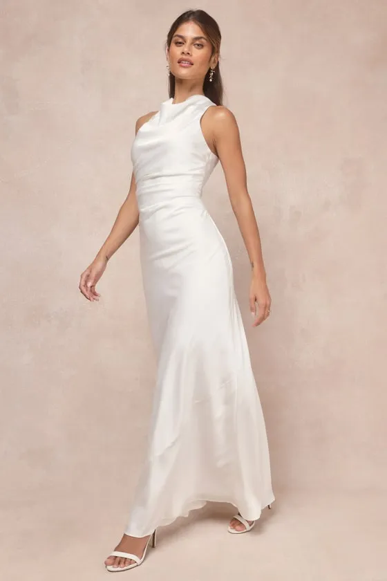 Effortlessly Sensational White Satin Backless Maxi Dress sold by Lulus product image thumbnail 4