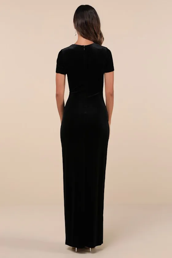 Eternal Elegance Black Velvet Short Sleeve Maxi Dress sold by Lulus product image thumbnail 2