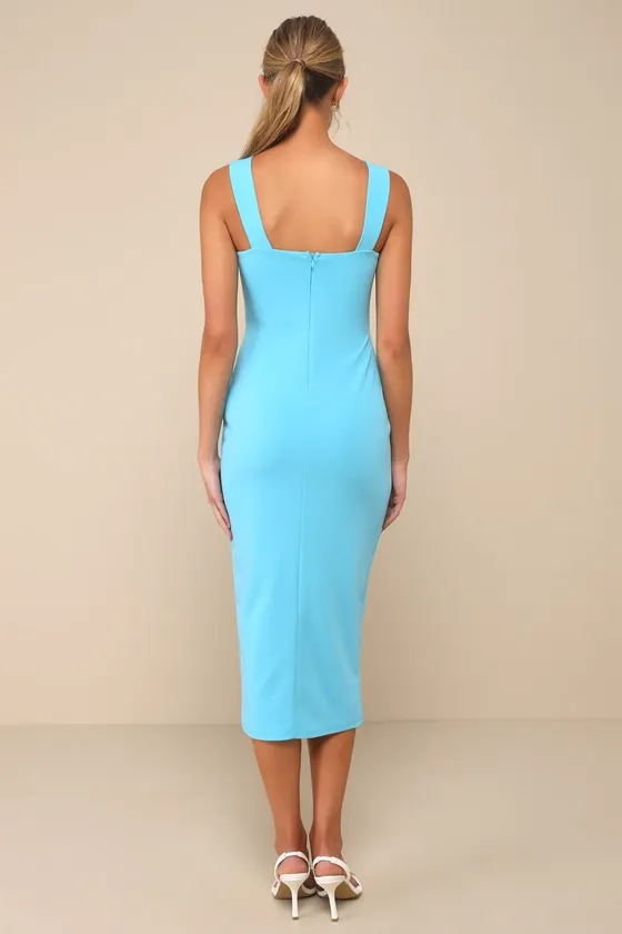 Always Beautiful Teal Blue Sleeveless Tulip Midi Dress sold by Lulus product image thumbnail 3