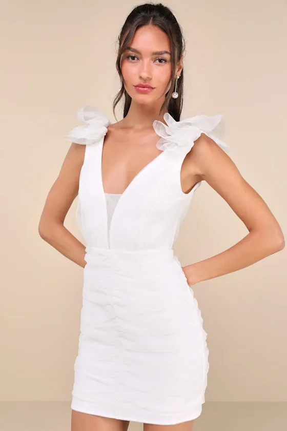 Peak Poise White Tulle Ruffled Bodycon Mini Dress sold by Lulus product image thumbnail 2