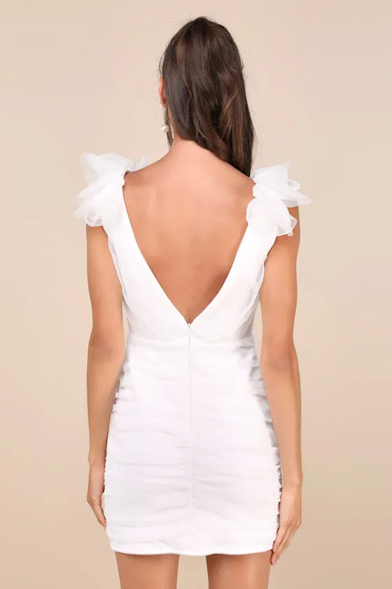 Peak Poise White Tulle Ruffled Bodycon Mini Dress sold by Lulus product image thumbnail 3