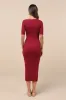 Flattering Aura Berry Pink Ribbed Asymmetrical Cutout Midi Dress sold by Lulus