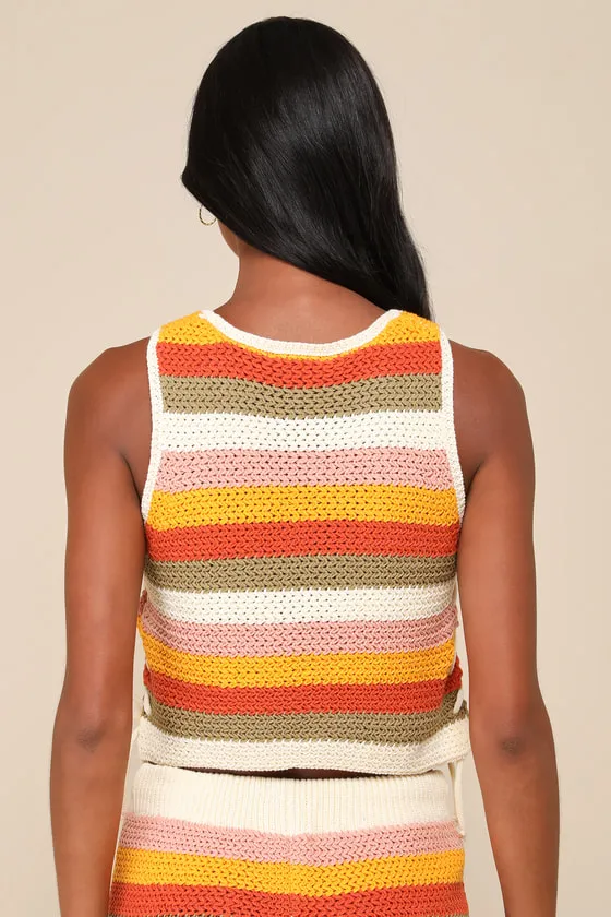 Effortlessly Nice Multi Striped Crochet Side-Tie Sleeveless Top sold by Lulus product image thumbnail 2