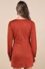 Chicest Aura Rust Suede Surplice Long Sleeve Mini Dress sold by Lulus