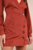 Chicest Aura Rust Suede Surplice Long Sleeve Mini Dress sold by Lulus