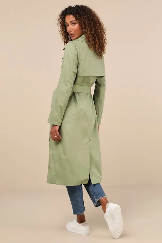 Fave Forecast Olive Green Twill Trench Coat sold by Lulus product image thumbnail 3
