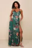 Still the One Emerald Green Floral Print Satin Maxi Dress sold by Lulus