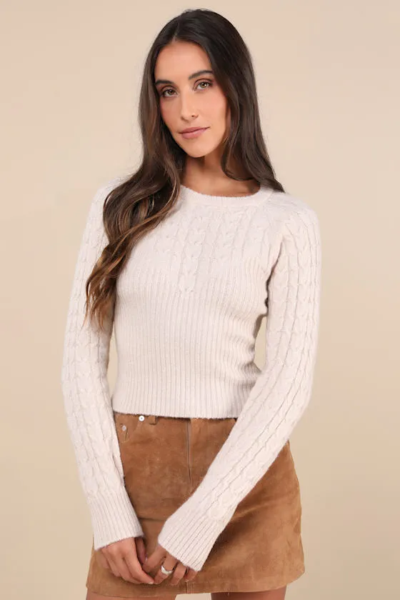 Cozy Aim Beige Cable Knit Ribbed Sweater Top sold by Lulus