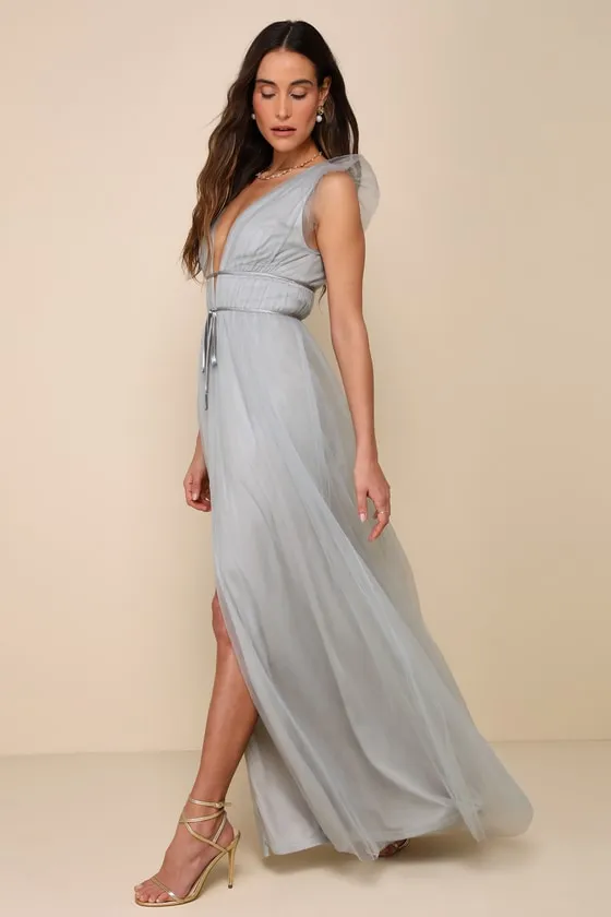 I'm All Yours Sage Green Tulle Ruffled Maxi Dress sold by Lulus product image thumbnail 2